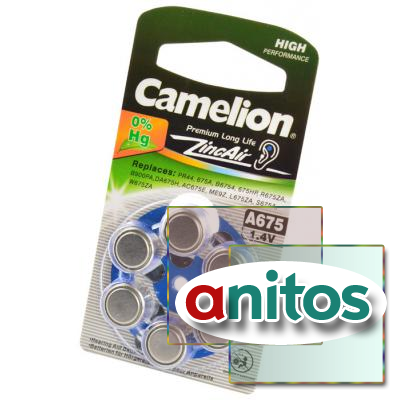    Camelion Zinc-Air A675-BP6(0% Hg) BL6