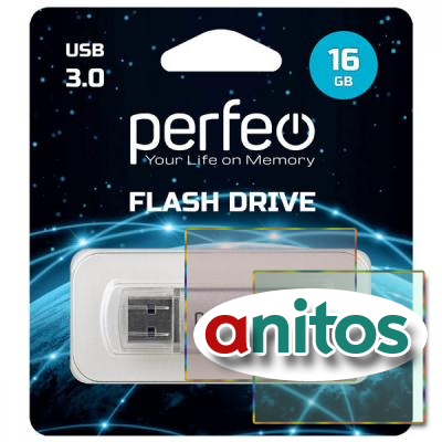 -     Perfeo USB 3.0 16GB C14 Silver metal series