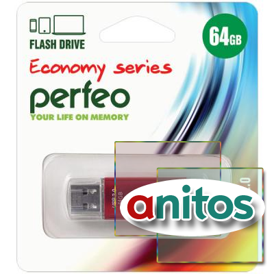 - Perfeo USB 64GB E01 Red economy series
