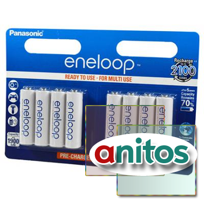   Panasonic eneloop BK-3MCCE/8BE 1900mAh AA BL8