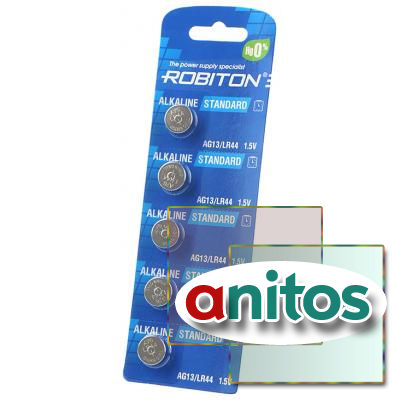    ROBITON STANDARD R-AG13-0-BL5 (0% Hg) AG13 LR44 357 A76 -1154 BL5