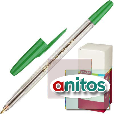 Ручка шариковая Attache Corvet зеленая, 0,7мм