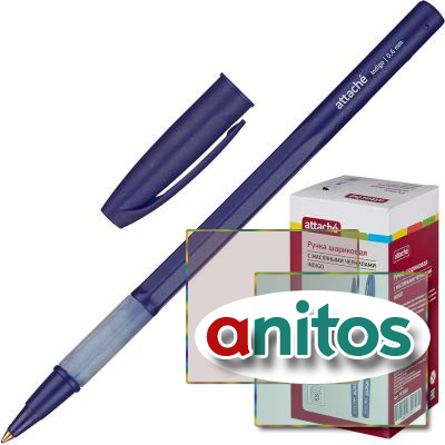 Ручка шариковая Attache Indigo с манжеткой, син. стерж