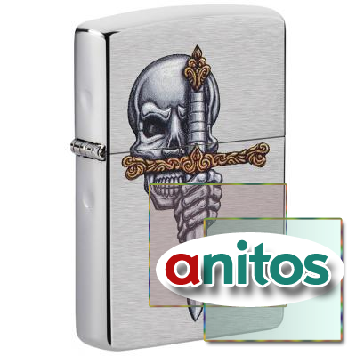  ZIPPO Sword Skull Desig   Brushed Chrome, /, , 38x13x57 