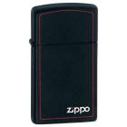  ZIPPO SLIM BLACK MATTE LOGO BORDER 1618ZB