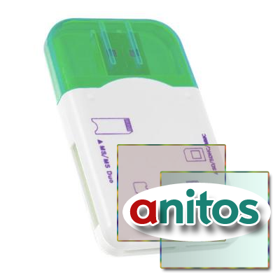 Perfeo Card Reader SD/MMC+Micro SD+MS+M2, (PF-VI-R010 Green) зеленый