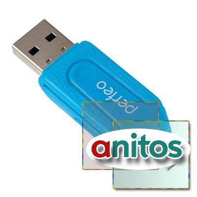 Perfeo Card Reader SD/MMC+Micro SD+MS+M2 + adapter with OTG, (PF-VI-O004 Blue) синий
