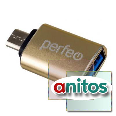 Perfeo adapter USB на micro USB c OTG, 3.0 (PF-VI-O012 Gold) золотой