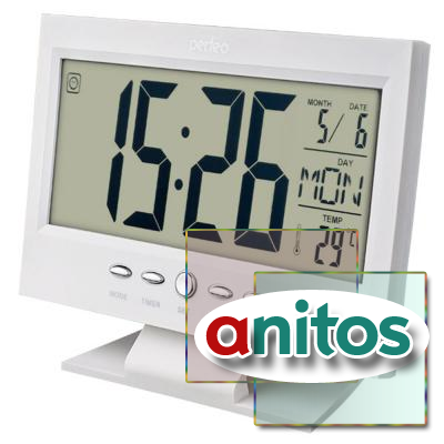 Perfeo Часы-будильник Set, белый, (PF-S2618) время, температура, дата