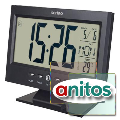 Perfeo Часы-будильник Set, чёрный, (PF-S2618) время, температура, дата
