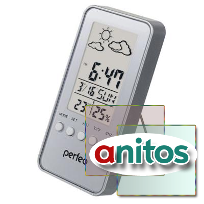 Perfeo Часы-метеостанция Window, серебряный, (PF-S002A) время, температура, влажность, дата
