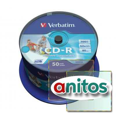 VERBATIM CD-R 80 52x DL+ CB/50 Full Ink Print