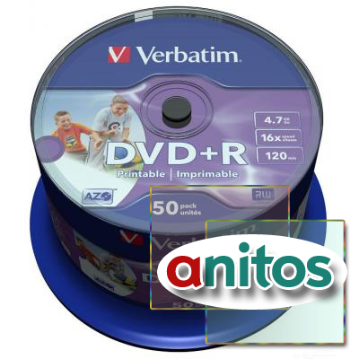 VERBATIM DVD+R 4,7 GB 16x CB 50 Full Ink Print