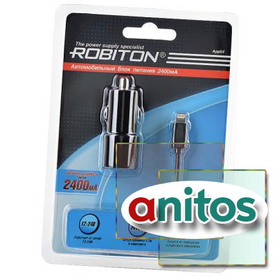 USB  ROBITON App04 Car Charging Kit 2.4A iPhone/iPad (12-24V) BL1