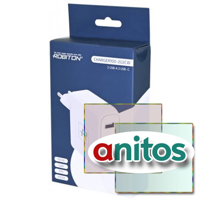 Адаптер/блок питания ROBITON CHARGER100-2U2CW GAN 100Вт 5000мА 2-USB/2-Type C BL1