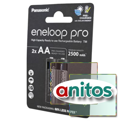  Panasonic eneloop pro BK-3HCDE/2CP 2500 AA BL2