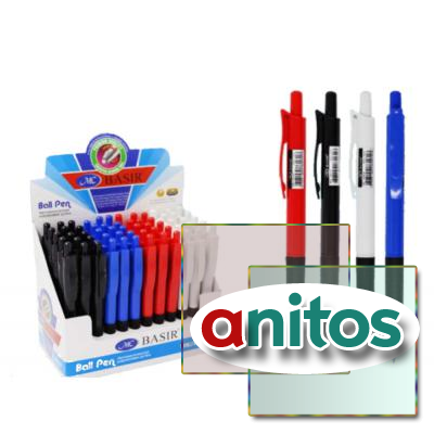 Автоматическая шариковая ручка: цветной корпус /ассорти 4 цвета/, резиновый держатель чёрного цвета; длина линии письма 1000 м, цвет чернил - синий, 0,7 mm.