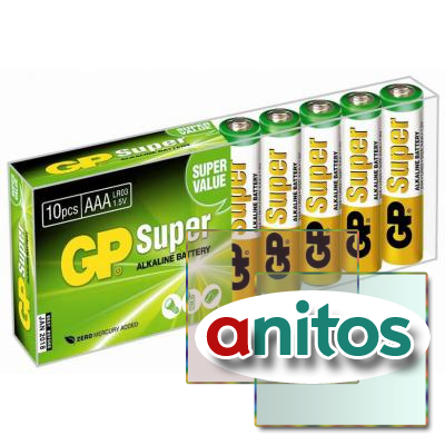Батарейки Батарейки GP Super AAA/LR03/24A алкалин., 10 шт/уп. GP24A-B10