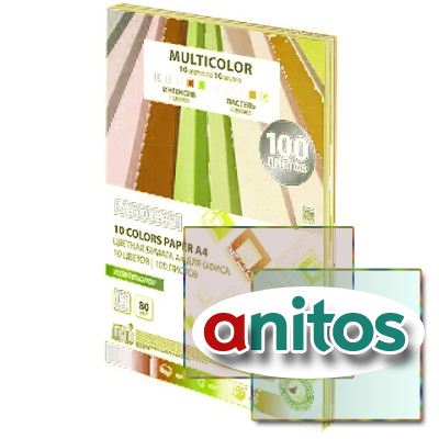 ������ ������� 10 ������ BRAUBERG MULTICOLOR �4, 80 �/�2, 100 �. (10 ������ x 10 ������), 115350