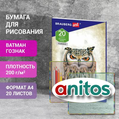 ������ ��� ��������� � ����� �4, 20 �., 200 �/�2, ������ ������, BRAUBERG ART CLASSIC, 114492