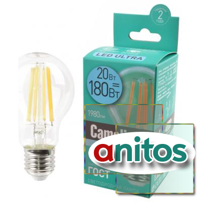 Светодиодная лампа Camelion LED20-A60-FL/845/E27 Филамент 20Вт E27 4500K BL1