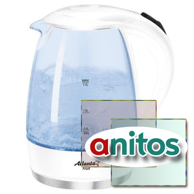 Чайник стеклянный электрический ATH-2461 (white)