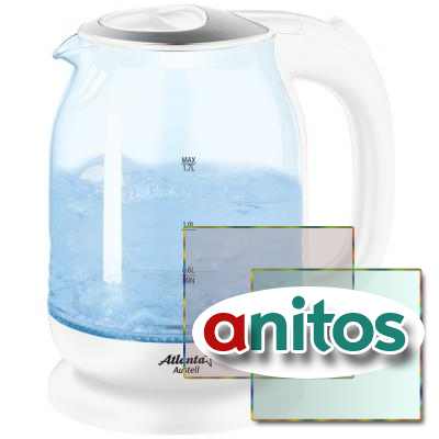 Чайник стеклянный электрический ATH-2469 (white)