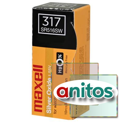 ������� ������� MAXELL SR516SW 317 (0%Hg), ����. 10 ��