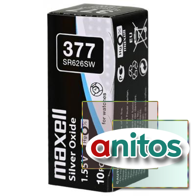 ������� ������� MAXELL SR626SW 377 (0%Hg), ����. 10 ��