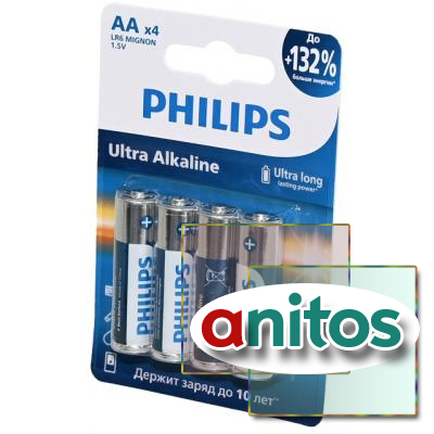 ������� ������� PHILIPS Ultra Alkaline LR6E4B/51 LR6 BL4