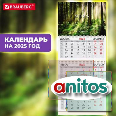 ��������� ����������� �� 2025 �., 3 �����, 3 ������, � ��������, �����, BRAUBERG, 