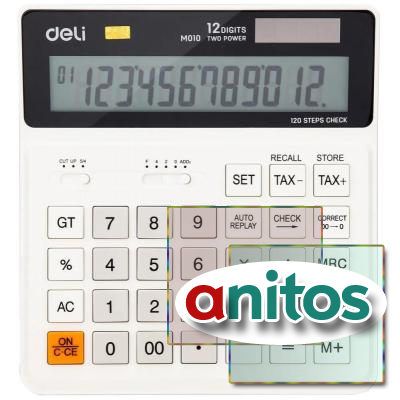 Калькулятор настольный Deli EM01010 белый 12-разр
