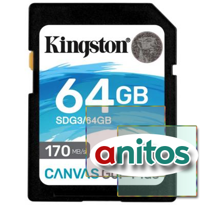   Kingston Canvas Go! Plus SDXC UHS-I Cl10, SDG3/64Gb