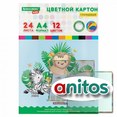 ������ ������� �4 ����������, 24 �����,12 ������, � �����, BRAUBERG KIDS, 203�283 ��, 