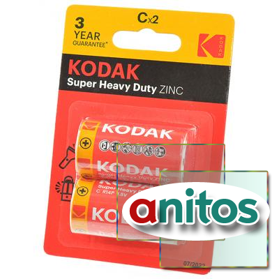 Батарейка средняя А03 Kodak Extra Heavy Duty R14 BL2