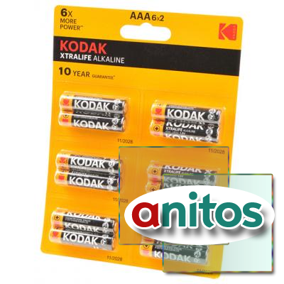 батарейка Kodak XTRALIFE ALKALINE LR03 6x2 шт BL12