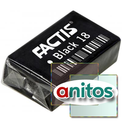 Ластик FACTIS Black 18 (Испания), 41х24х13 мм, черный, прямоугольный, супермягкий, ПВХ, CPFBL18