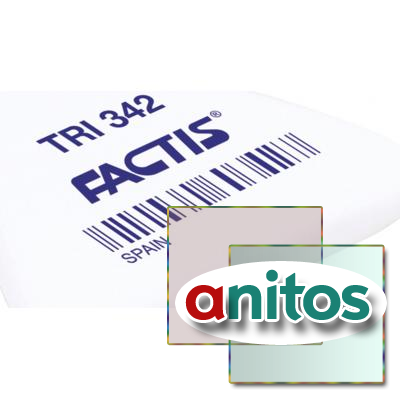 Ластик FACTIS TRI 342 (Испания), 49х45х6 мм, белый, треугольный, мягкий, синтетический каучук, PNFTRI342