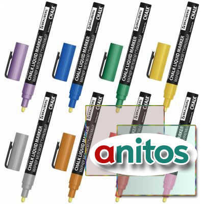   CHALK LIQUID MARKER, ,  8 , 3 , , BRAUBERG 