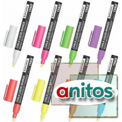   CHALK LIQUID MARKER, ,  8 , 3 , , BRAUBERG 