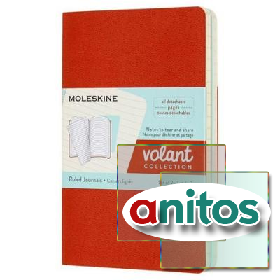 Набор 2 блокнота Moleskine Volant Pocket, 80 стр., оранжевый/голубой, в линейку