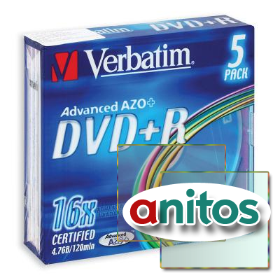   Verbatim DVD+R 4,7Gb 16 Slim/5 43556 Color