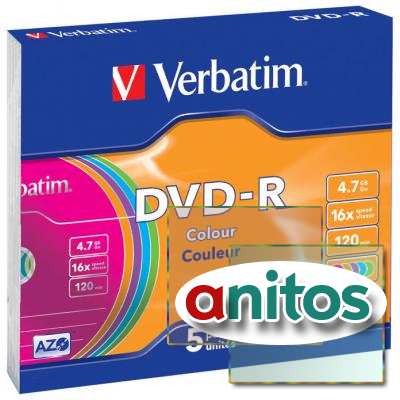   Verbatim DVD-R 4,7Gb 16 Slim/5 43557 Color