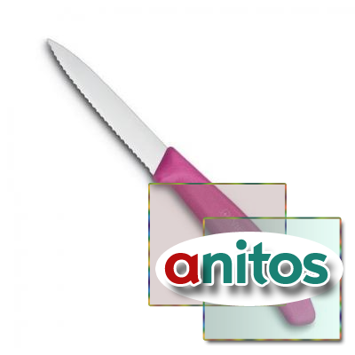 Нож Victorinox для очистки овощей, лезвие 8 см волнистое, розовый