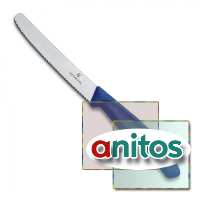 Нож Victorinox для томатов и сосисок лезвие 11 см волнистое, синий