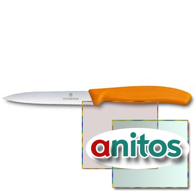 Нож для овощей VICTORINOX SwissClassic, лезвие 10 см с серрейторной заточкой, оранжевый