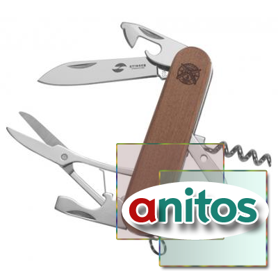 Нож перочинный Stinger, 90 мм, 11 функций, древесина сапеле, блистер