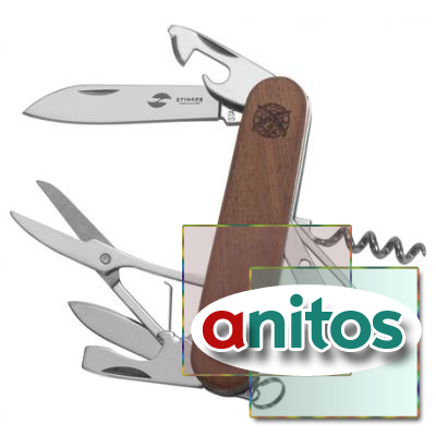 Нож перочинный Stinger, 90 мм, 13 функций, древесина сапеле