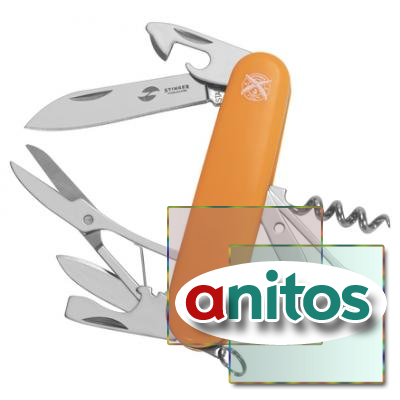 Нож перочинный Stinger, 90 мм, 13 функций, оранжевый, блистер