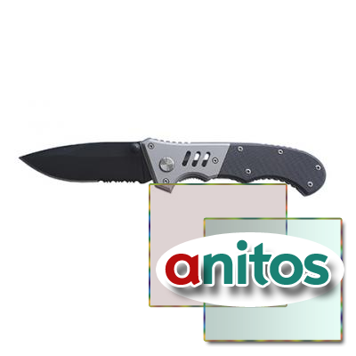 Нож складной Stinger, 80 мм (черный), рукоять: сталь/пластик (сереб-черн), с клипом, коробка картон, шт
